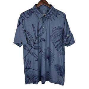 Swannies‎ Polo Shirt Mens XL Blue Floral Short Sleeve Stretch Performance Golf